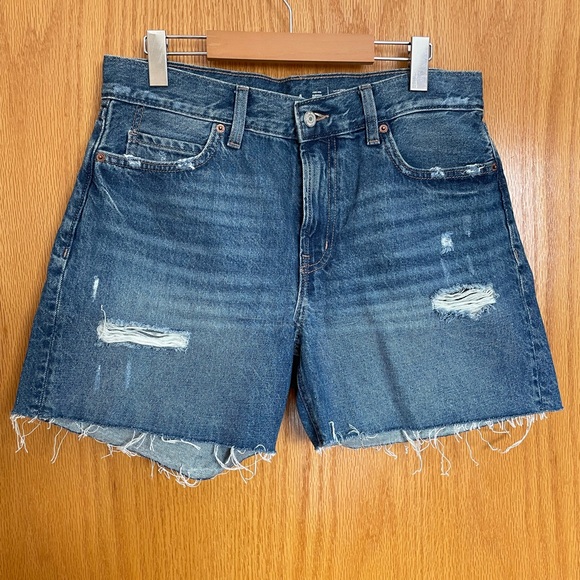 Old Navy Blue High Rise Denim Shorts with Frayed Hem - Picture 1 of 3
